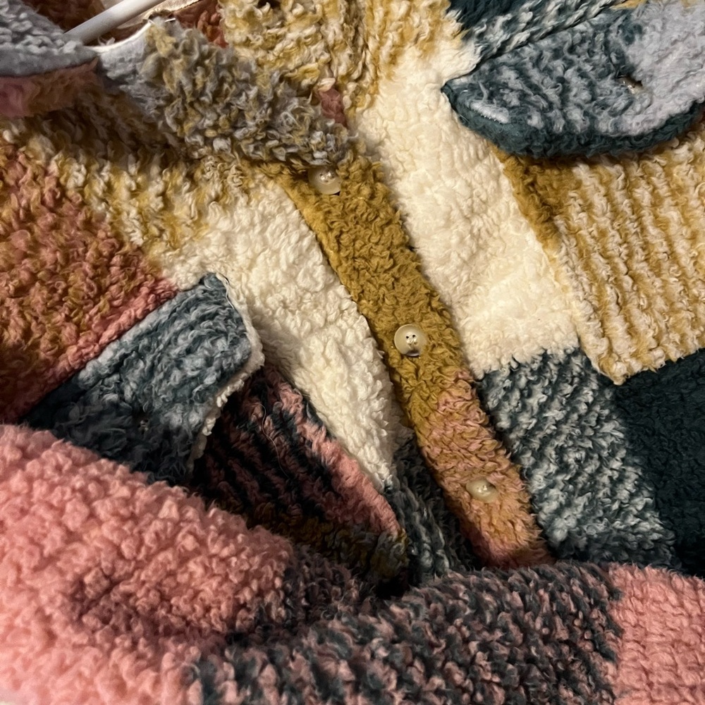 Thread & Supply Multicolor Patchwork Teddy Jacket - image 2